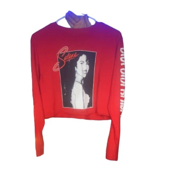Selena Red Crop Top Long Sleeve Official Selena Merch Bidi Bidi Bom Bom - Picture 3 of 7
